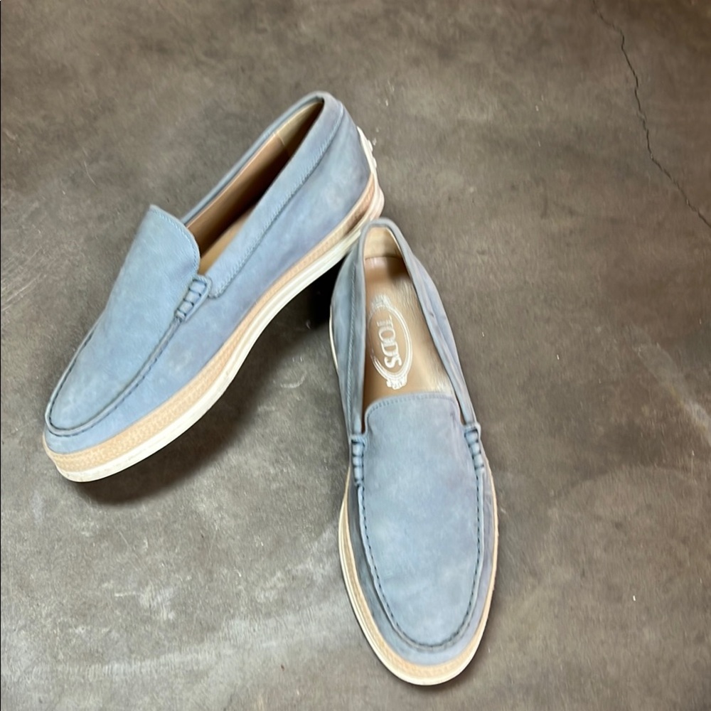 Tod's Blue Slip-On Men’s Loafers Casual Elegance